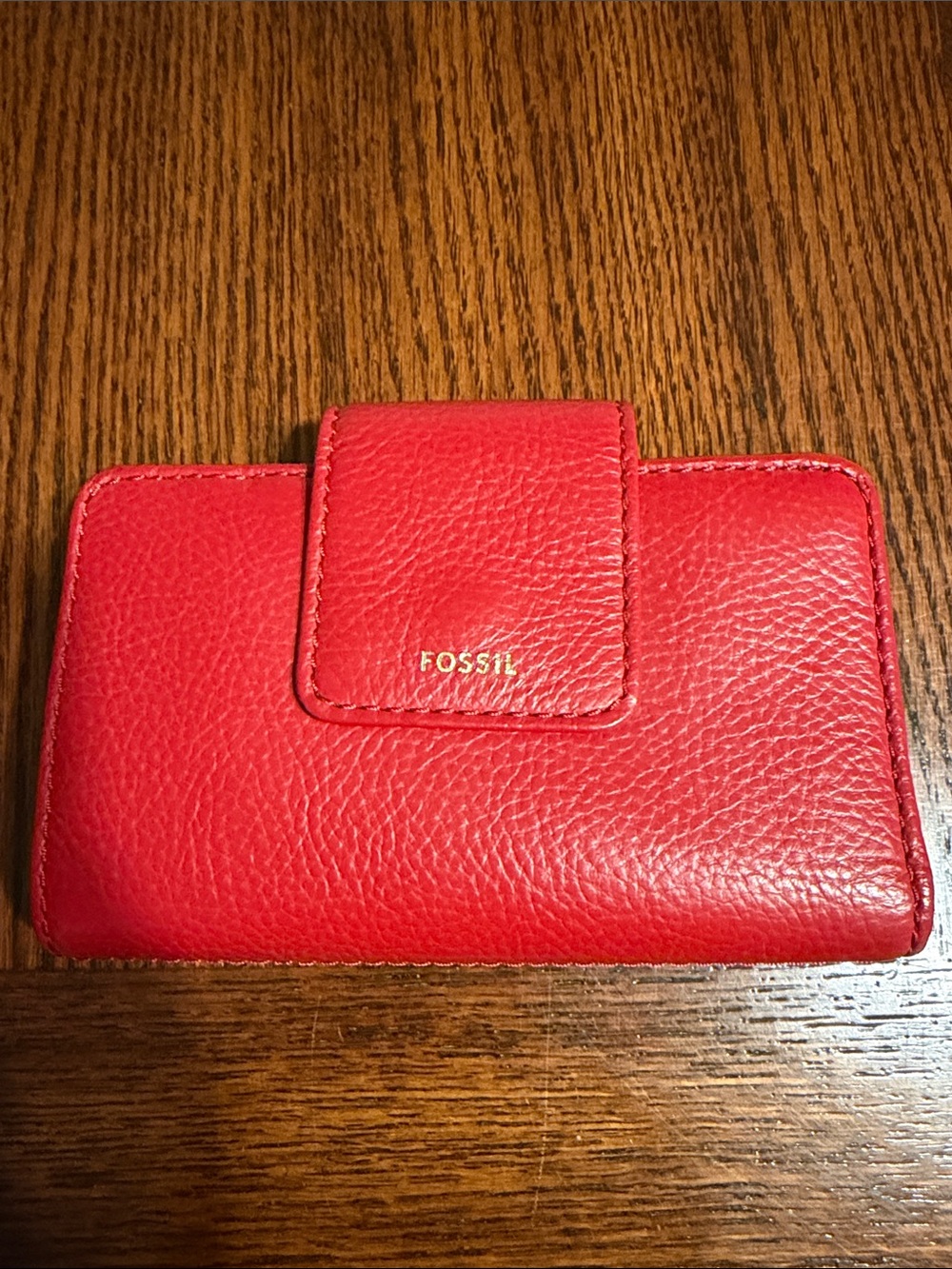 Fossil Red Leather Card & Key Holder Wallet